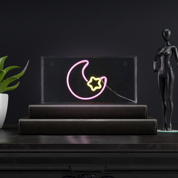 Moon 11.8" Contemporary Glam Acrylic Box USB Operated LED Neon Light - JONATHAN Y